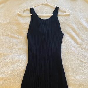 Elegant Black Ribbed Dress